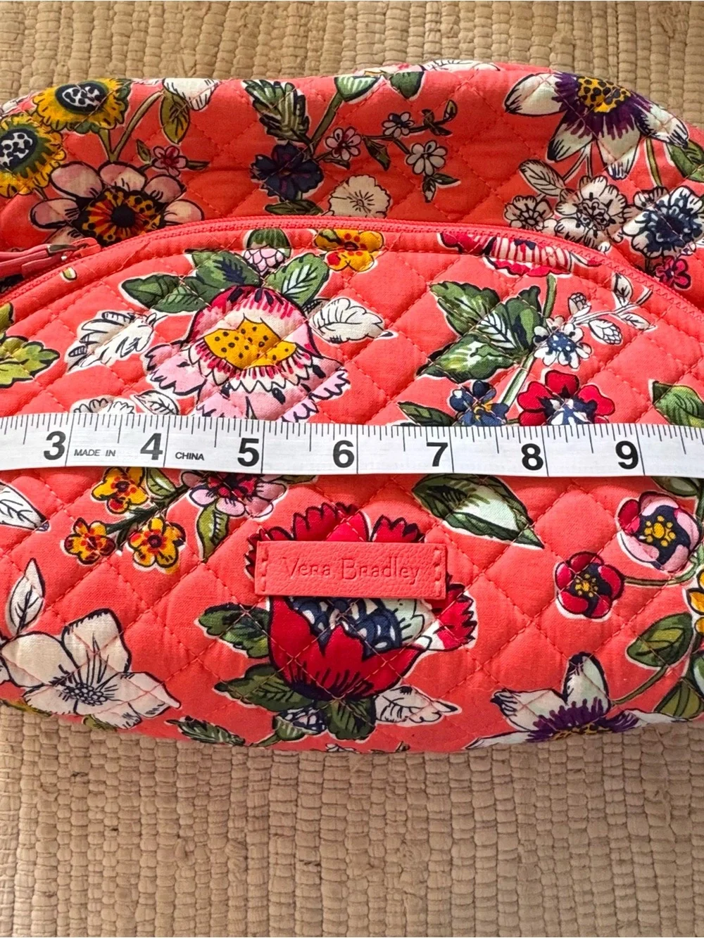 Vera Bradley Coral Floral Iconic Large Cosmetic Travel Bag
